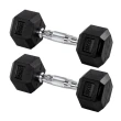 Par Halteres 3kg + 3kg Dumbbell Sextavado Emborrachado Pegada Cromada Gallant (GDB03F3B-PT)